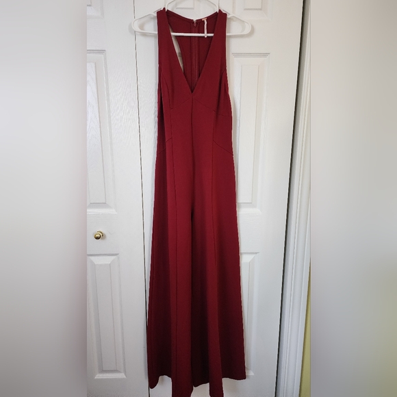 Free People One Piece Burgundy Red Wide Leg Jumper Size Small - Picture 4 of 8